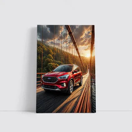 Ford Escape Red SUV On Suspension Bridge