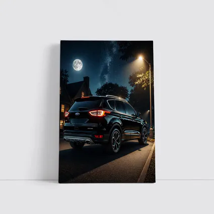 Ford Escape SUV Black Night Moonlit Street