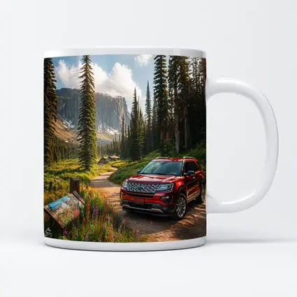 Ford Explorer Red SUV Mountain Forest Trail