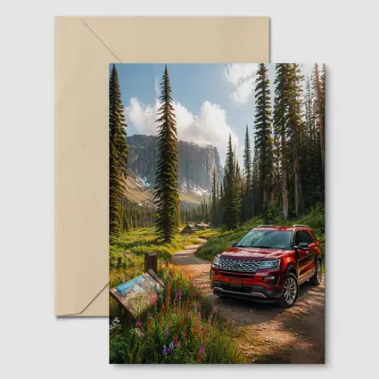 Ford Explorer Red SUV Mountain Forest Trail