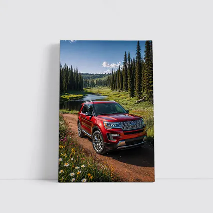 Ford Explorer Red SUV Forest Trail
