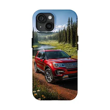 Ford Explorer Red SUV Forest Trail