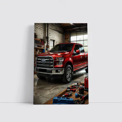 Ford F-150 Red Truck Garage Workshop