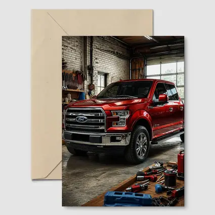 Ford F-150 Red Truck Garage Workshop