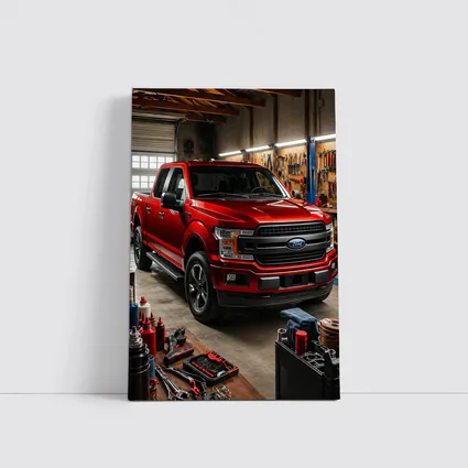 Ford F-150 Red Truck Garage Workshop