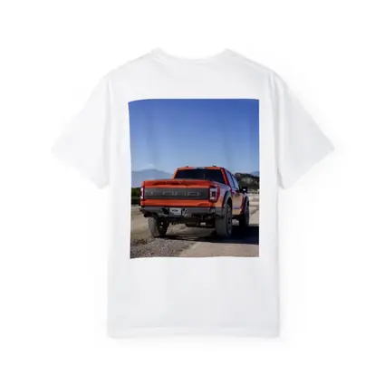Ford Raptor Orange Truck Gravel Mountain Background