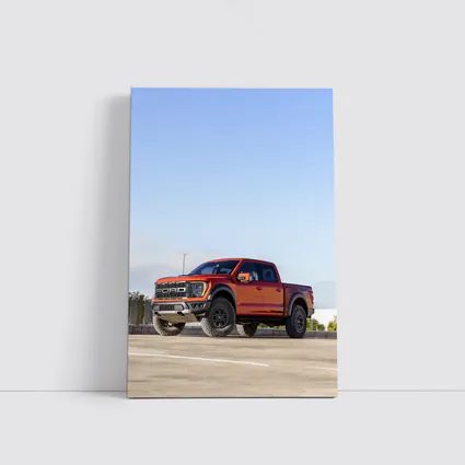 Ford F-Series Raptor Red Truck Parking Lot