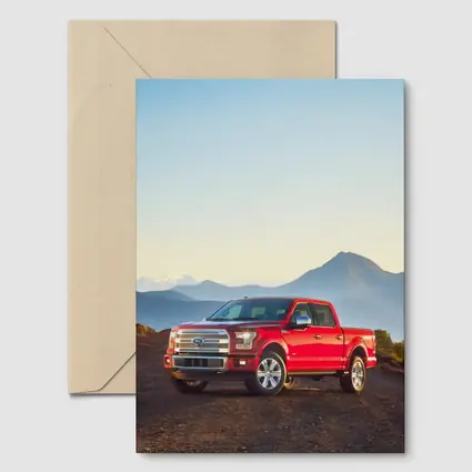 Ford F-Series Red Truck Mountain Backdrop