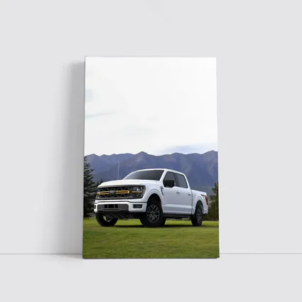 Ford F-Series White Truck Mountain Background