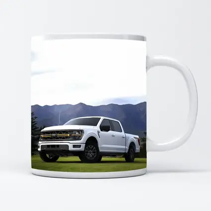 Ford F-Series White Truck Mountain Background
