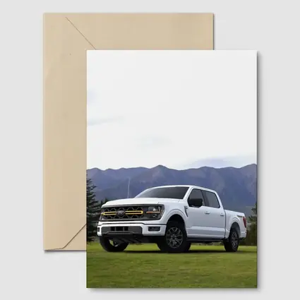 Ford F-Series White Truck Mountain Background