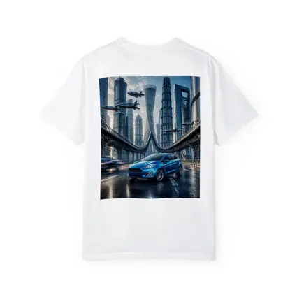 Ford Fiesta Blue Futuristic City Bridge