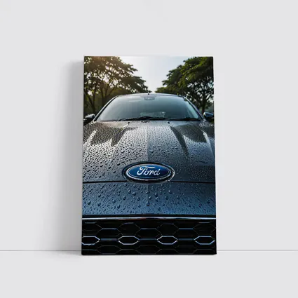 Ford Focus Hood Rain Drops Close Up