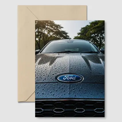 Ford Focus Hood Rain Drops Close Up
