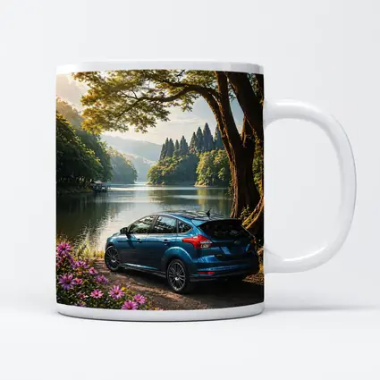 Ford Focus Blue Hatchback By Lake