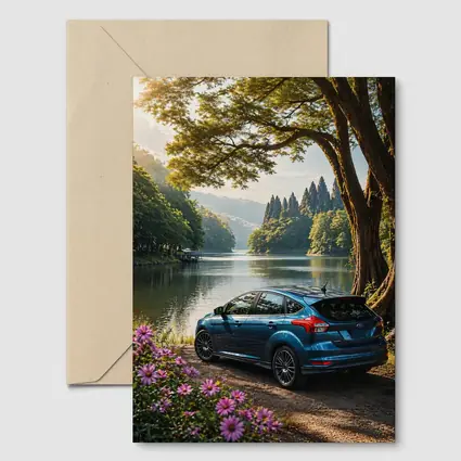 Ford Focus Blue Hatchback By Lake