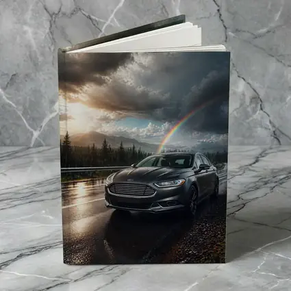 Ford Fusion On Rainy Mountain Road Rainbow
