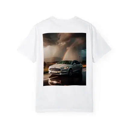 Ford Fusion White Sedan Stormy Rainbow Road