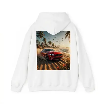 Ford Mustang Red Car Beach Sunset