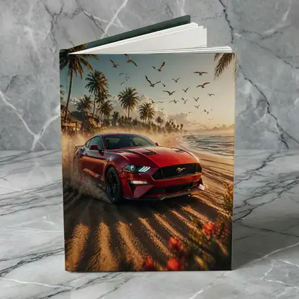 Ford Mustang Red Car Beach Sunset