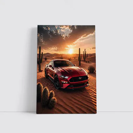 Ford Mustang GT Red Desert Sunset Scene