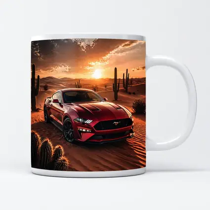 Ford Mustang GT Red Desert Sunset Scene