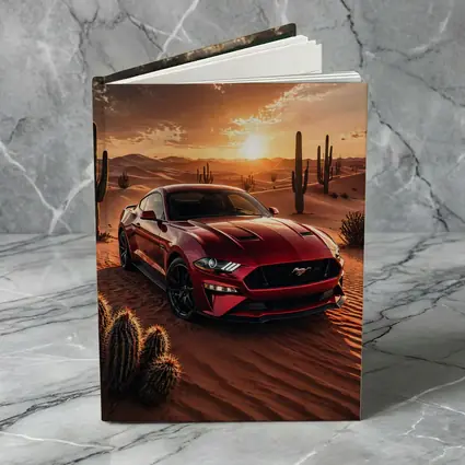 Ford Mustang GT Red Desert Sunset Scene