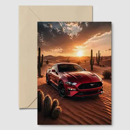 Ford Mustang GT Red Desert Sunset Scene