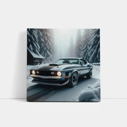 Ford Mustang Mach One Winter Forest Road