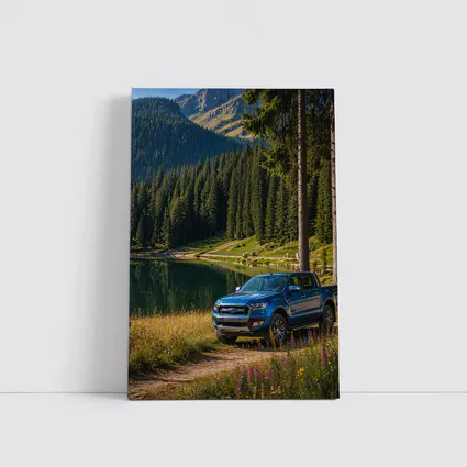 Ford Ranger Truck Parked By Mountain Lake