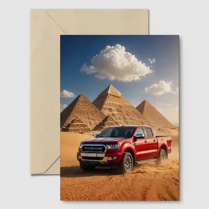 Ford Ranger Red Truck Egypt Pyramids Desert