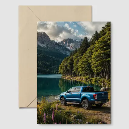 Ford Ranger Blue Truck Mountain Lake