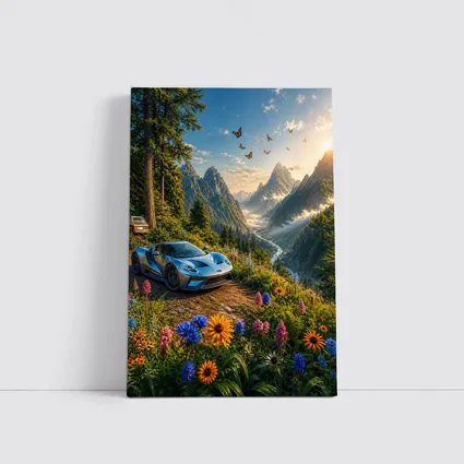 Ford GT Supercar Mountain Valley Wildflowers