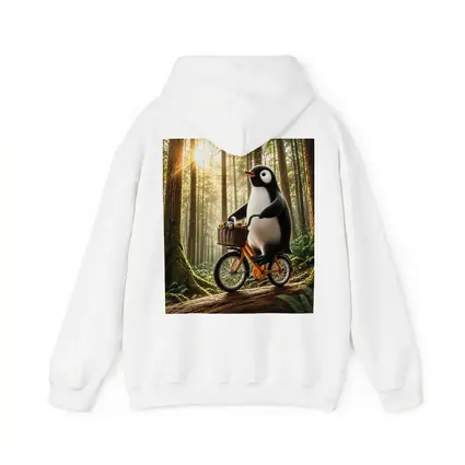 Penguin Riding Bike Through Sunny Forest
