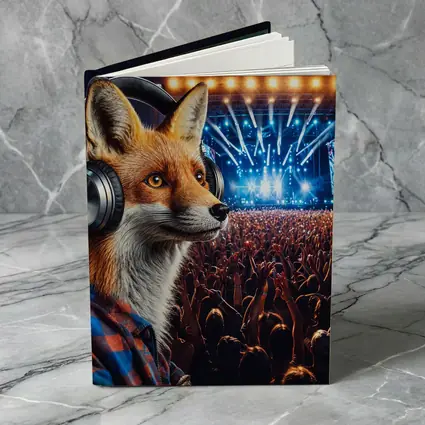Fox With Headphones At Music Festival