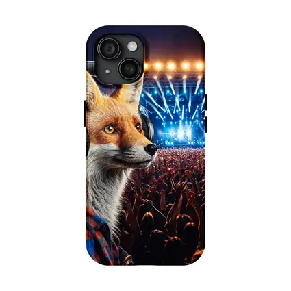 Fox With Headphones At Music Festival