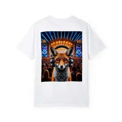 Red Fox With Headphones At Music Festival
