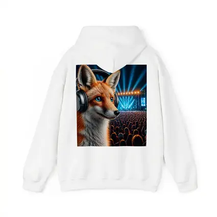 Fox With Headphones At Music Festival Night