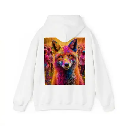 Fox Covered in Holi Colors Festival Crowd