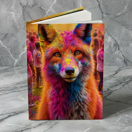 Fox Covered in Holi Colors Festival Crowd