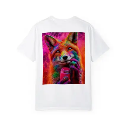 Colorful Fox Holding Holi Powder Jar