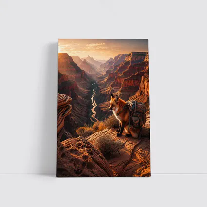 Red Fox With Backpack Grand Canyon Sunset
