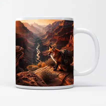 Red Fox With Backpack Grand Canyon Sunset