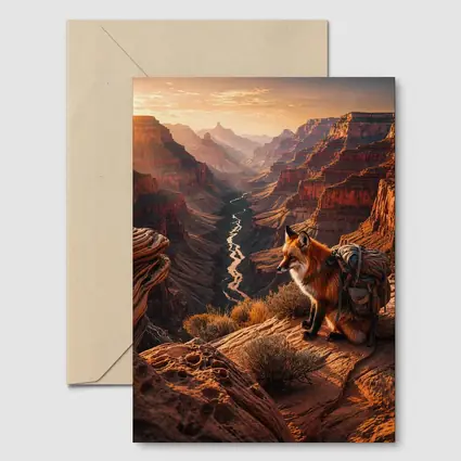 Red Fox With Backpack Grand Canyon Sunset