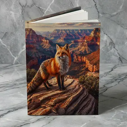 Red Fox Standing Over Grand Canyon Landscape