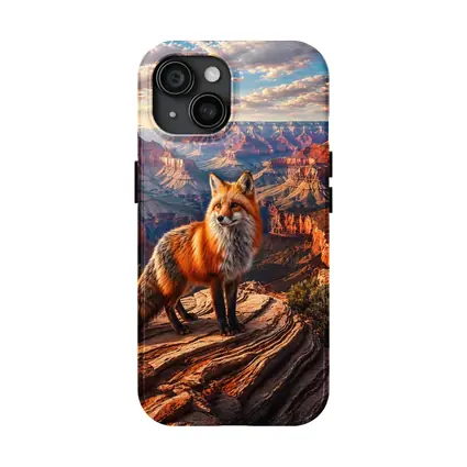 Red Fox Standing Over Grand Canyon Landscape