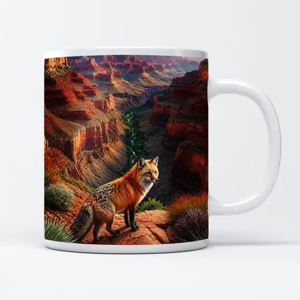 Red Fox Standing at Grand Canyon Rim