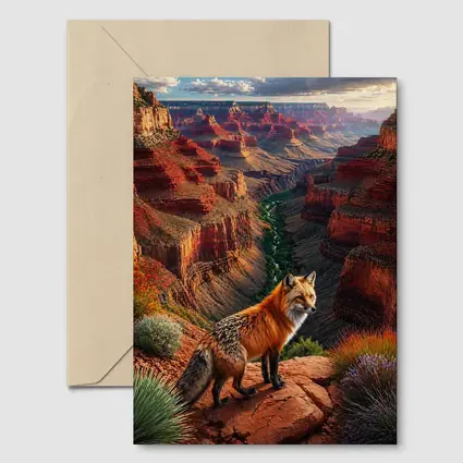 Red Fox Standing at Grand Canyon Rim
