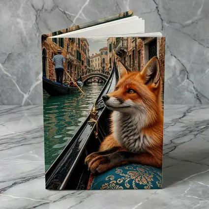 Red Fox Riding Gondola Venice Canal