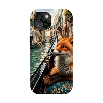 Red Fox Riding Gondola Venice Canal
